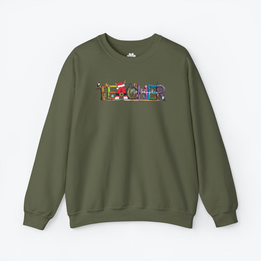 Personalized Christmas Teacher Sweatshirt (S-3XL)