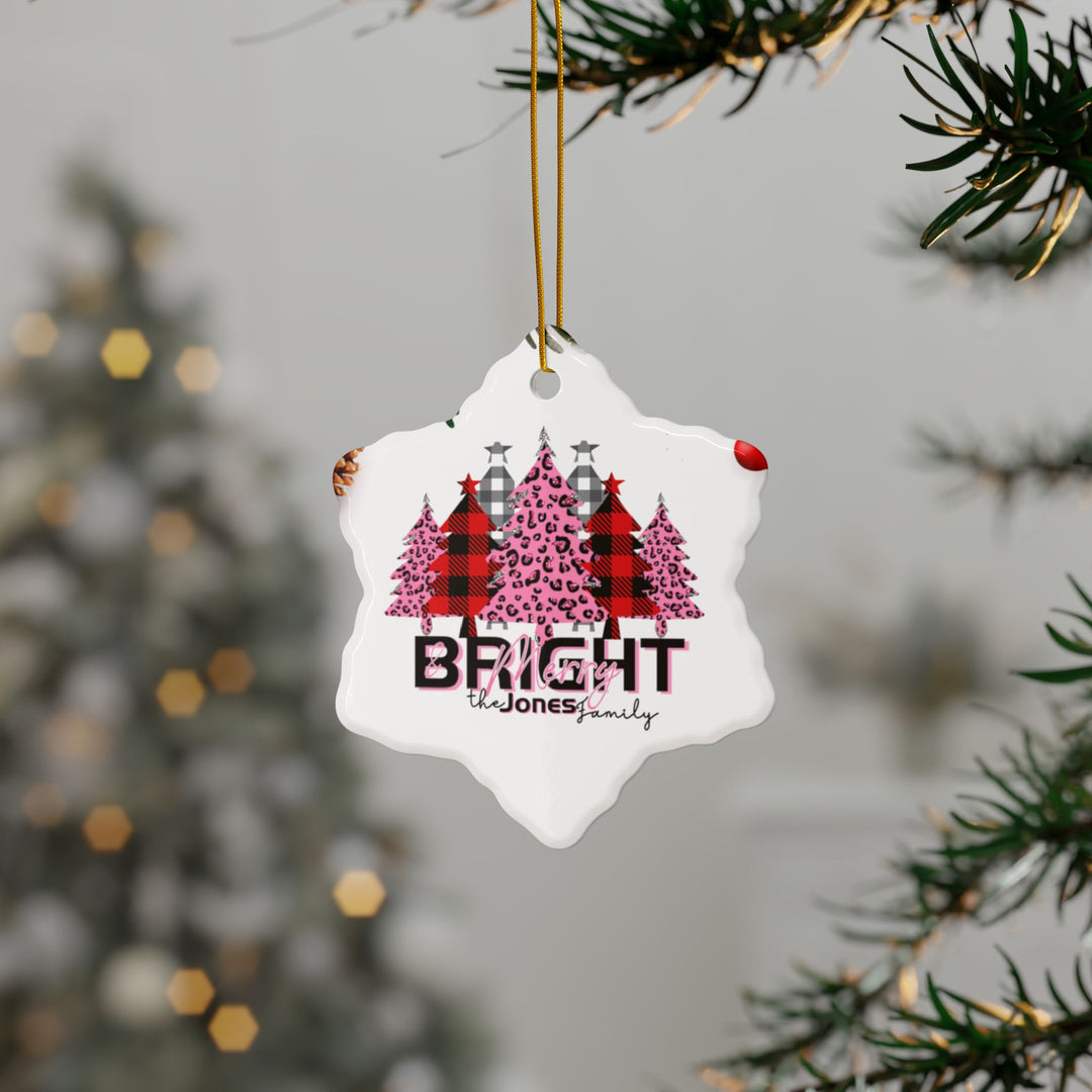 Personalized Merry & Bright Ceramic Ornaments, 2-Side Print, (1pc, 3pcs, 5pcs)