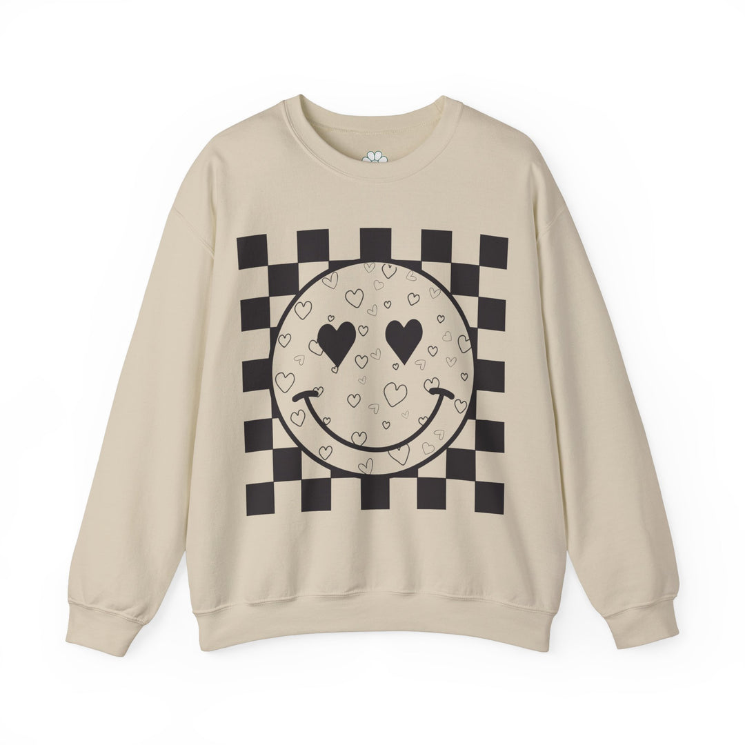 Heart Smiles Checkerboard Crewneck Sweatshirt (S-3XL)