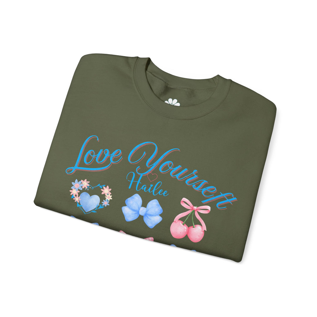 Personalized Self Love Crewneck Sweatshirt, "Love Yourself" Shirt. (S-3XL)