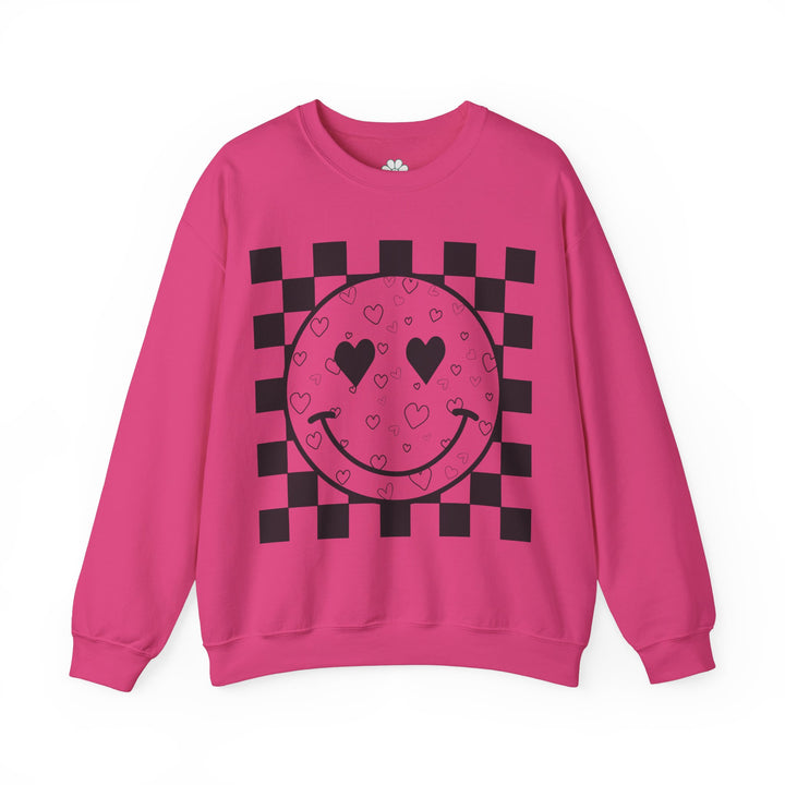 Heart Smiles Checkerboard Crewneck Sweatshirt (S-3XL)