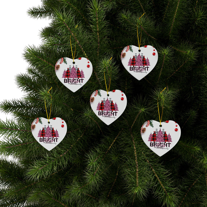 Personalized Merry & Bright Ceramic Ornaments, 2-Side Print, (1pc, 3pcs, 5pcs)