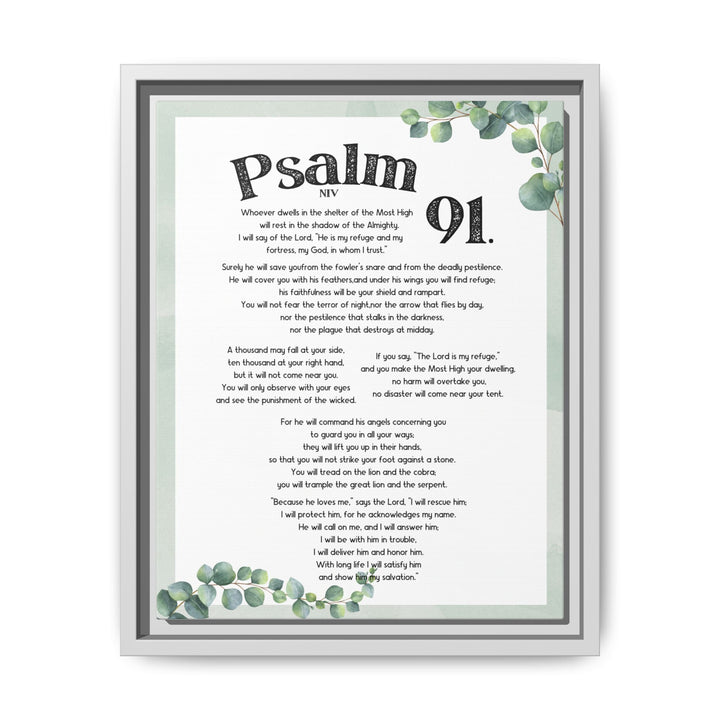 Psalm 91 Bible Verse Wall Art, Matte Canvas Framed Christian Wall Art, (1.25")