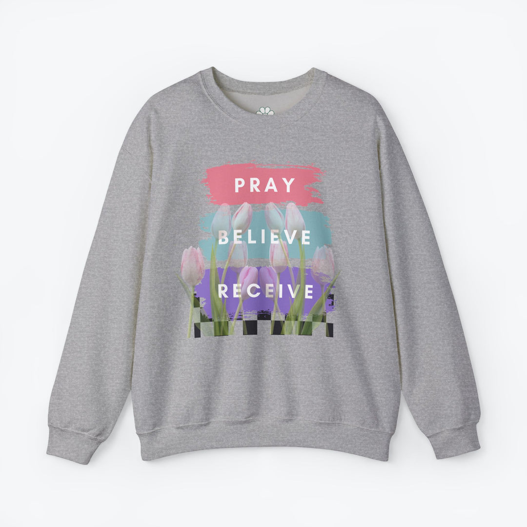 Pray Believe Receive Crewneck Sweatshirt. (S-3XL)