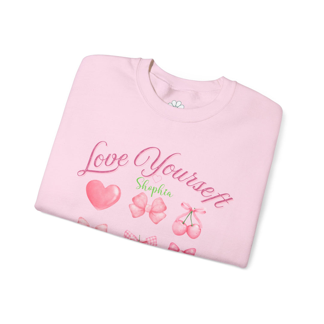 Personalized Self Love Crewneck Sweatshirt, "Love Yourself" Shirt (S-3XL)