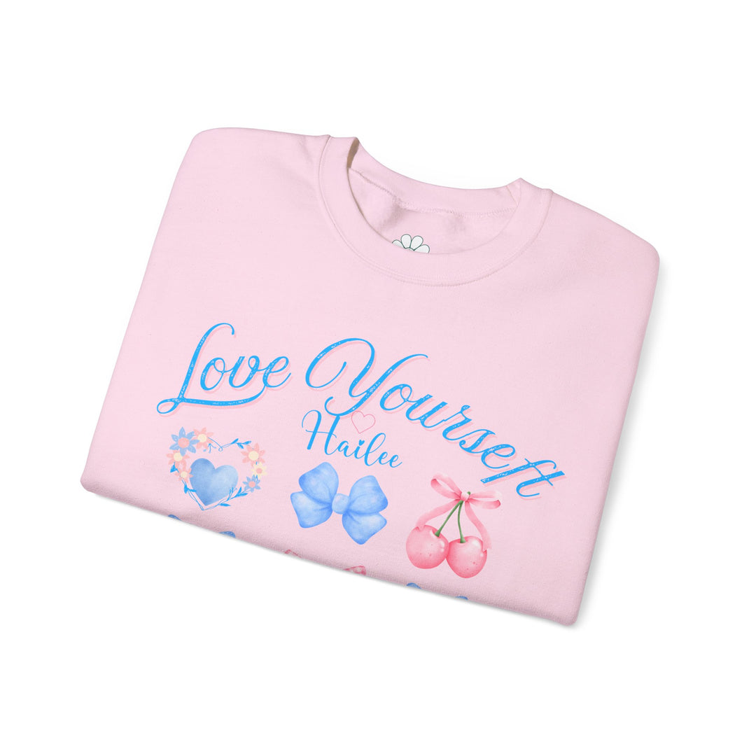 Personalized Self Love Crewneck Sweatshirt, "Love Yourself" Shirt. (S-3XL)