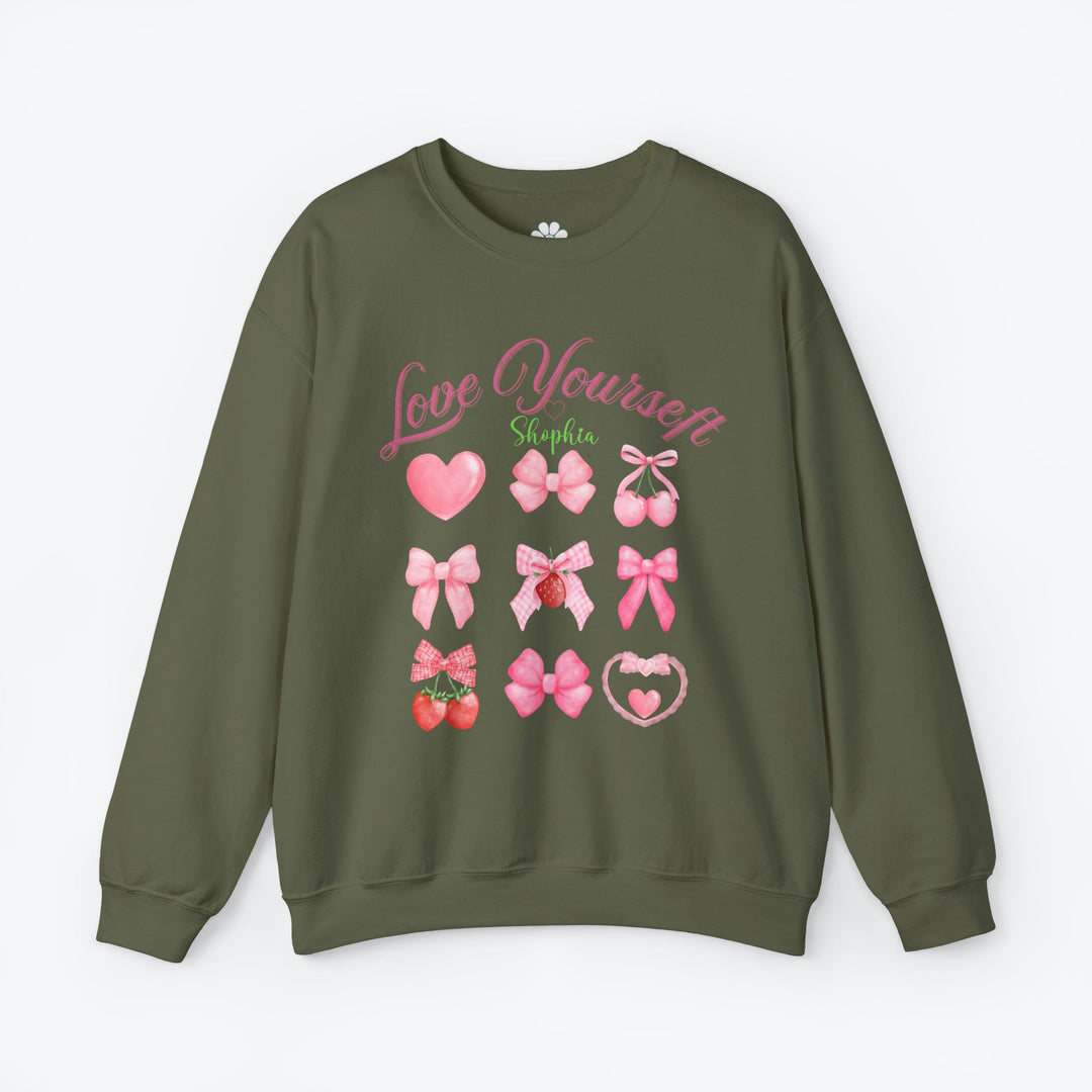 Personalized Self Love Crewneck Sweatshirt, "Love Yourself" Shirt (S-3XL)