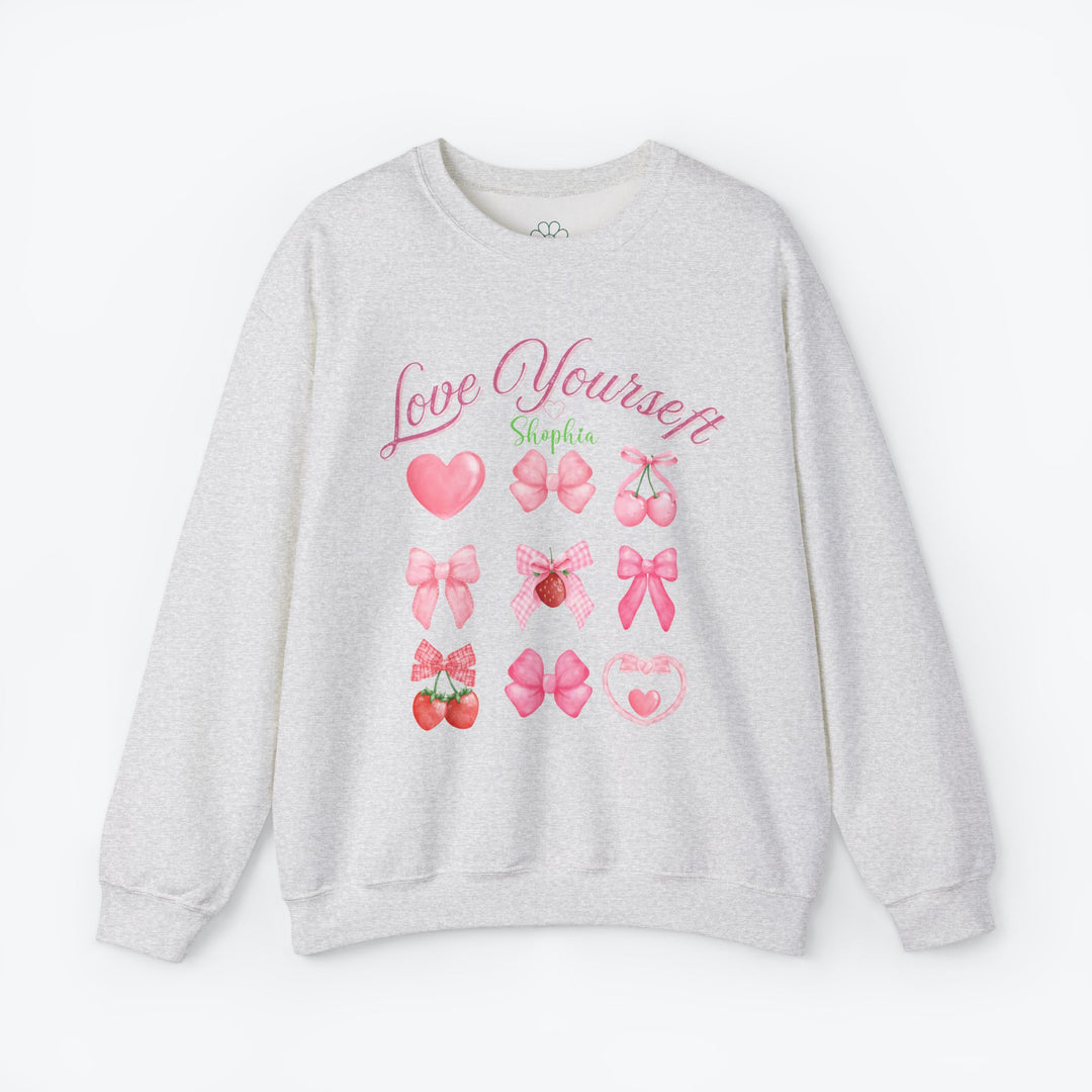 Personalized Self Love Crewneck Sweatshirt, "Love Yourself" Shirt (S-3XL)