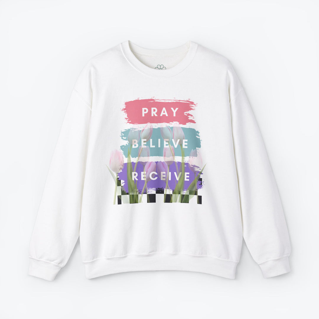 Pray Believe Receive Crewneck Sweatshirt. (S-3XL)