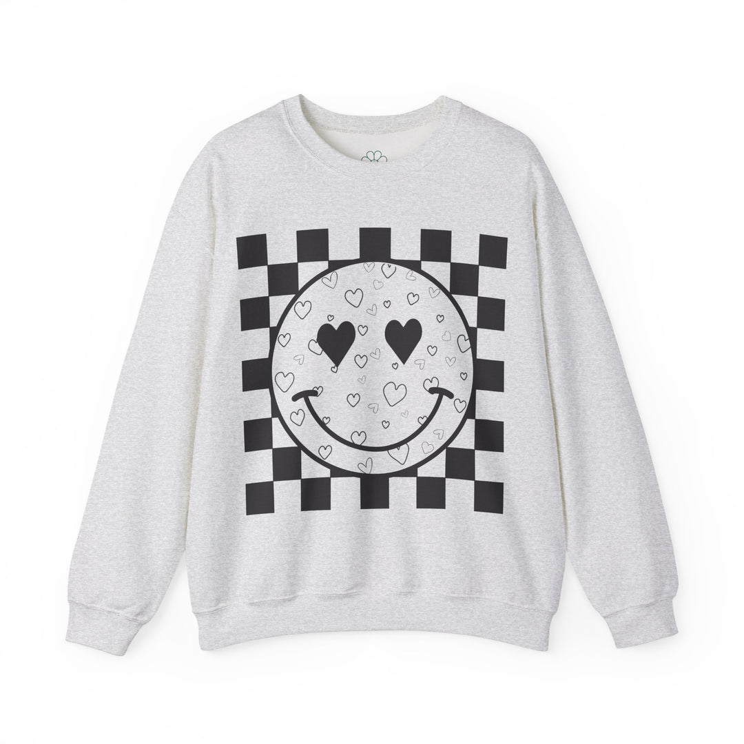 Heart Smiles Checkerboard Crewneck Sweatshirt (S-3XL)