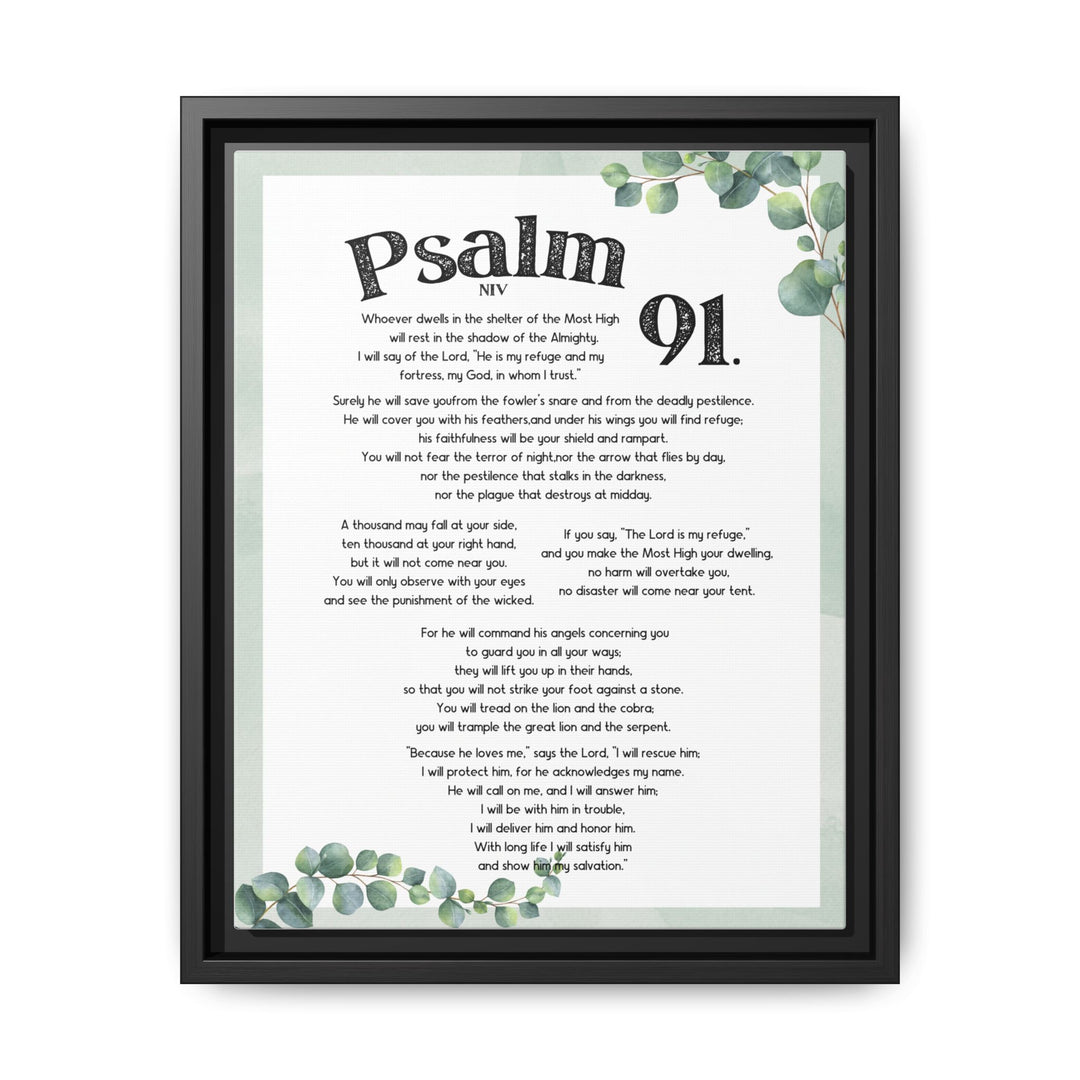 Psalm 91 Bible Verse Wall Art, Matte Canvas Framed Christian Wall Art, (1.25")