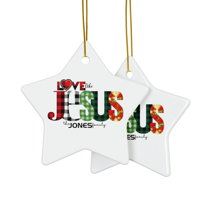 Personalized Love like JESUS Ceramic Ornaments, 2-Side Print, (1pc, 3pcs, 5pcs)