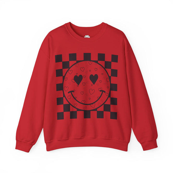 Heart Smiles Checkerboard Crewneck Sweatshirt (S-3XL)