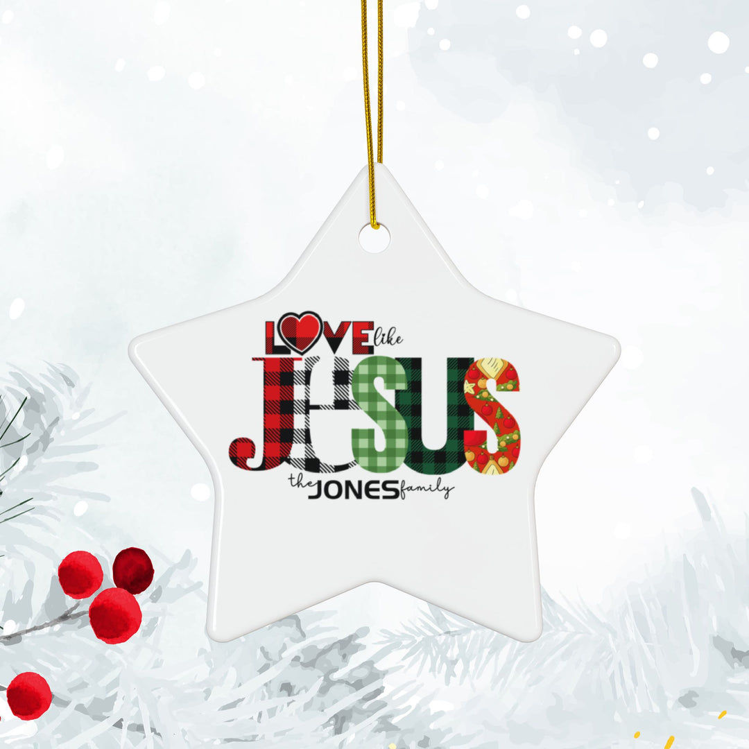 Personalized Love like JESUS Ceramic Ornaments, 2-Side Print, (1pc, 3pcs, 5pcs)