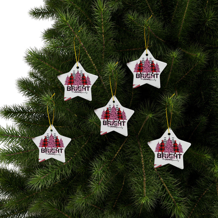 Personalized Merry & Bright Ceramic Ornaments, 2-Side Print, (1pc, 3pcs, 5pcs)