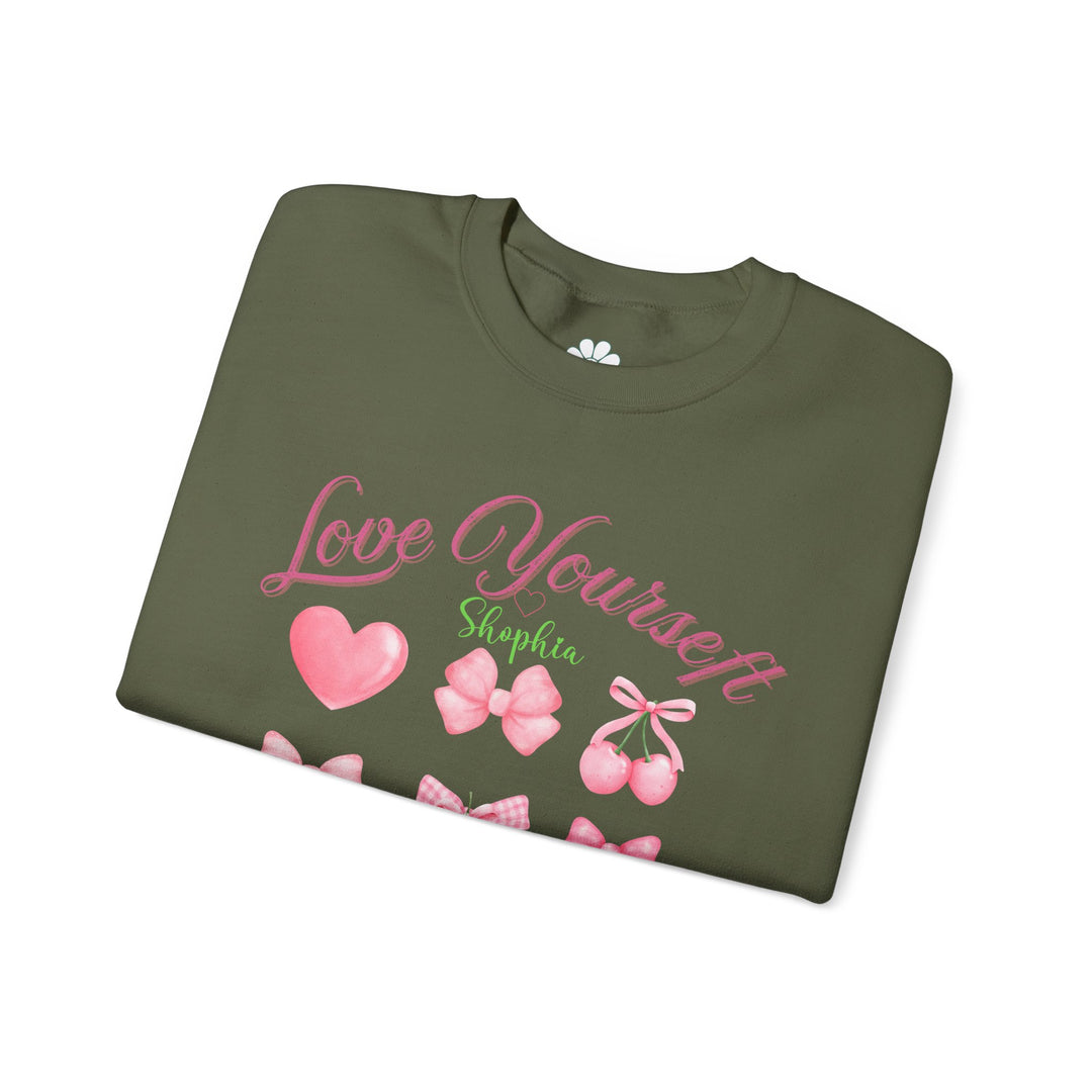 Personalized Self Love Crewneck Sweatshirt, "Love Yourself" Shirt (S-3XL)