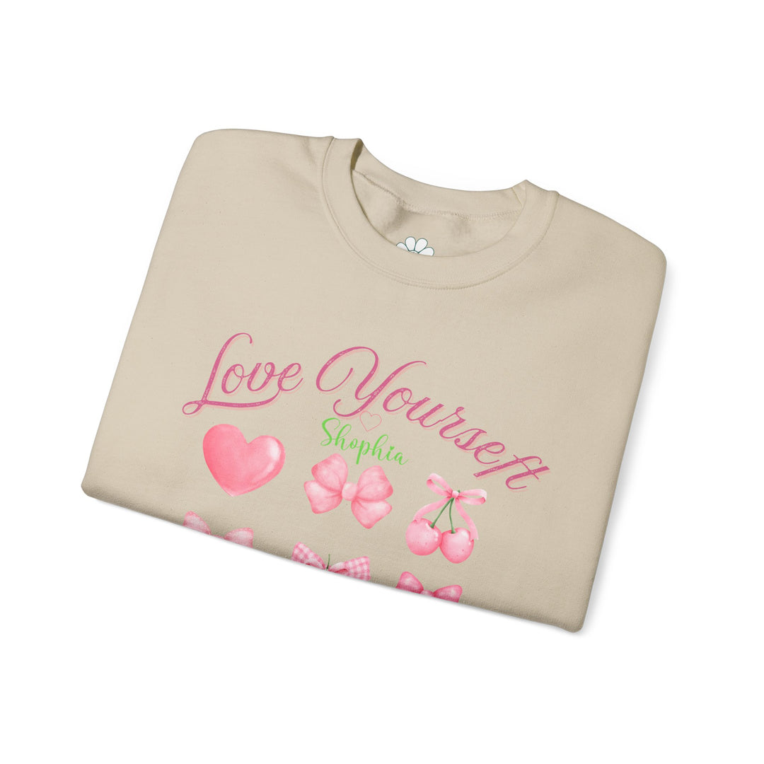 Personalized Self Love Crewneck Sweatshirt, "Love Yourself" Shirt (S-3XL)