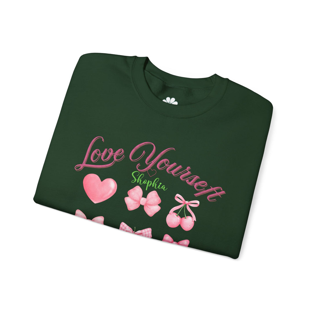 Personalized Self Love Crewneck Sweatshirt, "Love Yourself" Shirt (S-3XL)