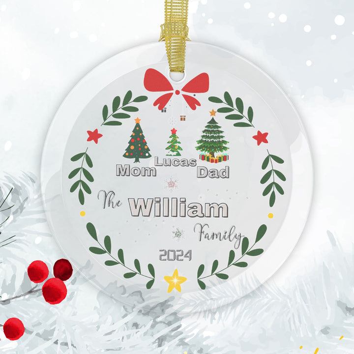 Personalized Family Christmas Ornament, Glass Ornaments 3.5"