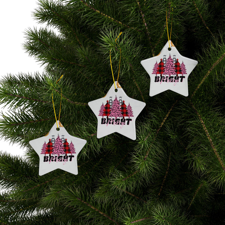 Merry & Bright Ceramic Ornaments, 2-Side Print, (1pc, 3pcs, 5pcs)