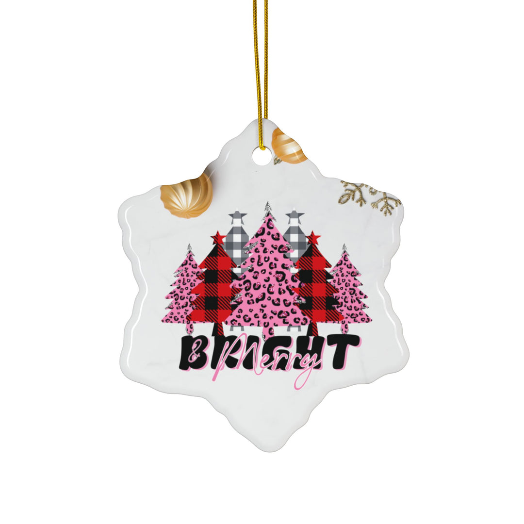 Merry & Bright Ceramic Ornaments, 2-Side Print, (1pc, 3pcs, 5pcs)