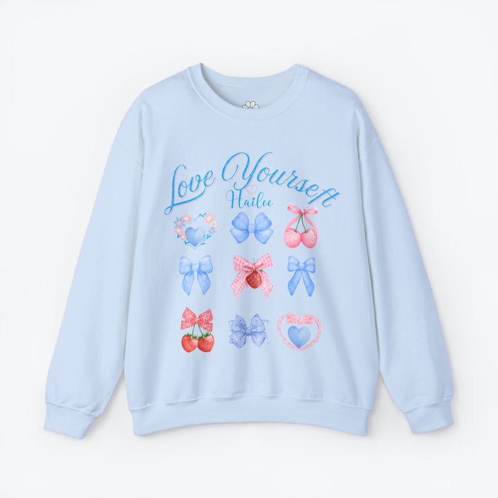 Personalized Self Love Crewneck Sweatshirt, "Love Yourself" Shirt. (S-3XL)