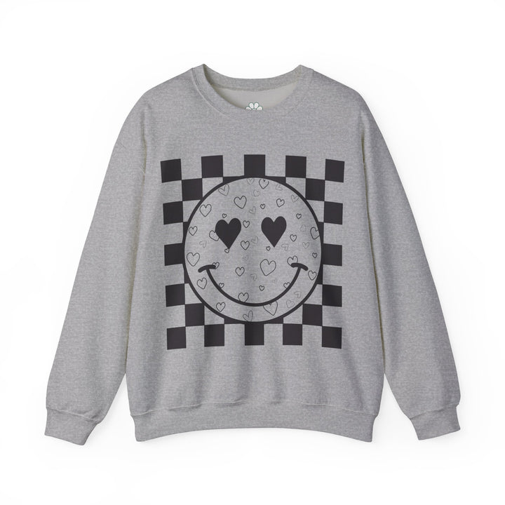 Heart Smiles Checkerboard Crewneck Sweatshirt (S-3XL)