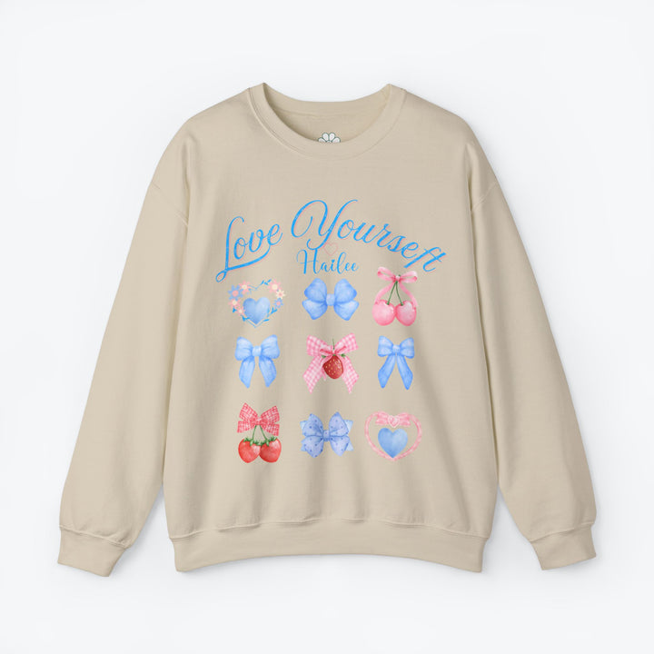 Personalized Self Love Crewneck Sweatshirt, "Love Yourself" Shirt. (S-3XL)