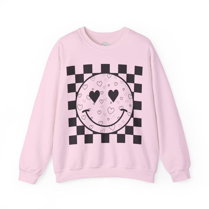 Heart Smiles Checkerboard Crewneck Sweatshirt (S-3XL)