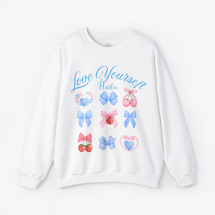 Personalized Self Love Crewneck Sweatshirt, "Love Yourself" Shirt. (S-3XL)