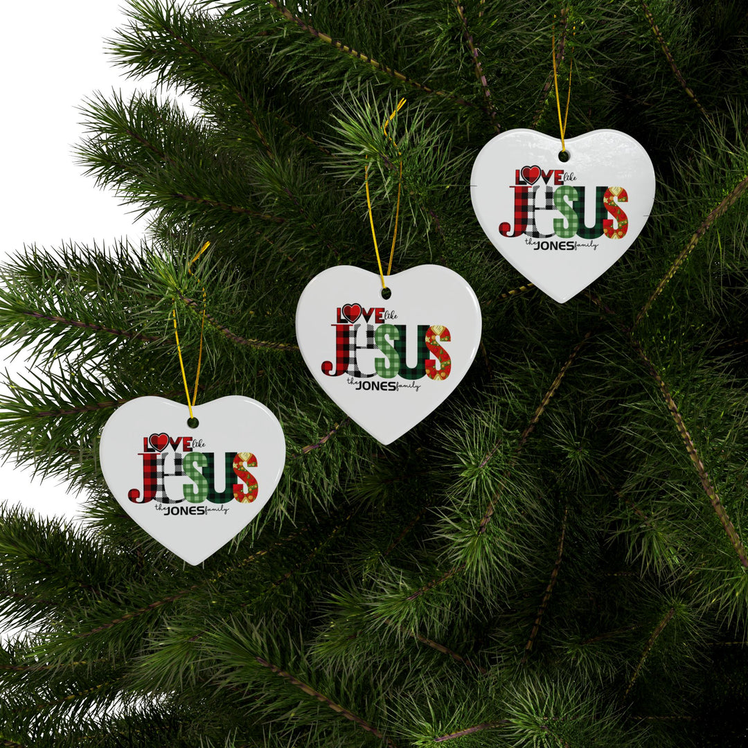 Personalized Love like JESUS Ceramic Ornaments, 2-Side Print, (1pc, 3pcs, 5pcs)