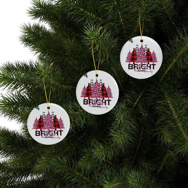 Personalized Merry & Bright Ceramic Ornaments, 2-Side Print, (1pc, 3pcs, 5pcs)