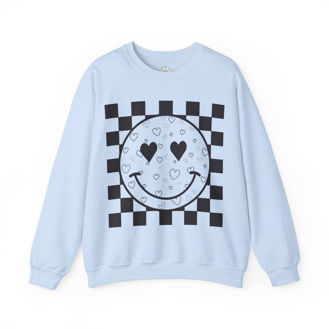 Heart Smiles Checkerboard Crewneck Sweatshirt (S-3XL)