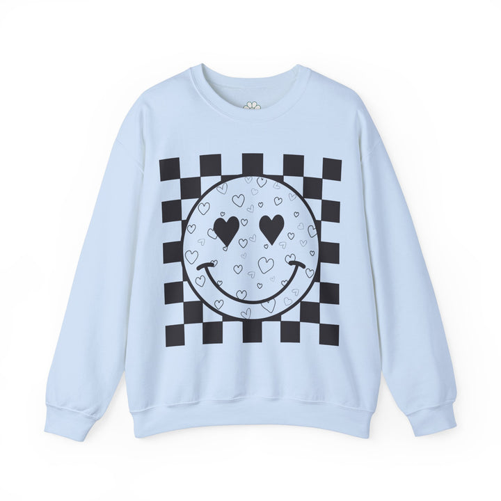 Heart Smiles Checkerboard Crewneck Sweatshirt (S-3XL)