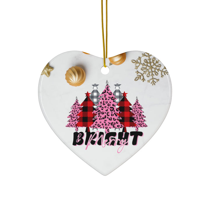 Merry & Bright Ceramic Ornaments, 2-Side Print, (1pc, 3pcs, 5pcs)