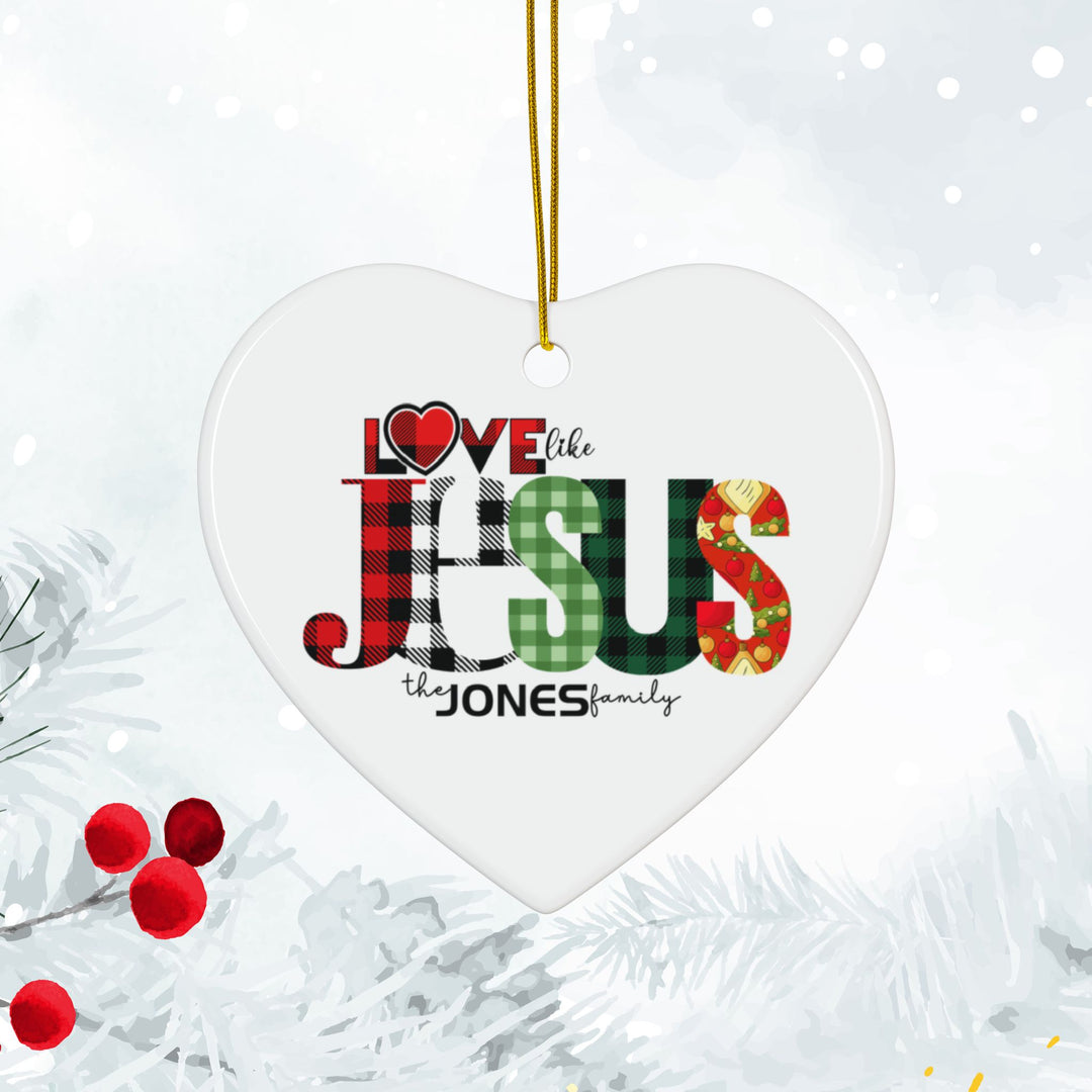 Personalized Love like JESUS Ceramic Ornaments, 2-Side Print, (1pc, 3pcs, 5pcs)