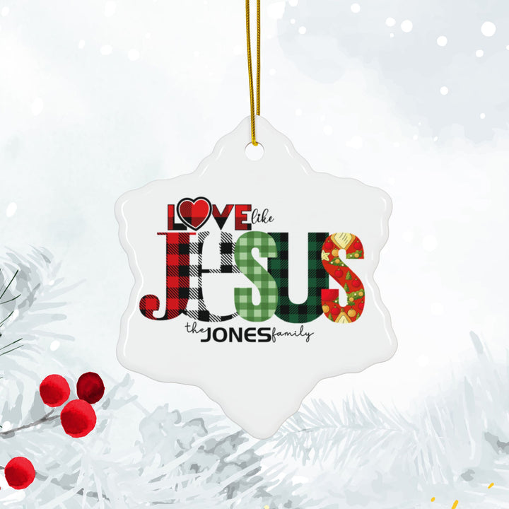 Personalized Love like JESUS Ceramic Ornaments, 2-Side Print, (1pc, 3pcs, 5pcs)