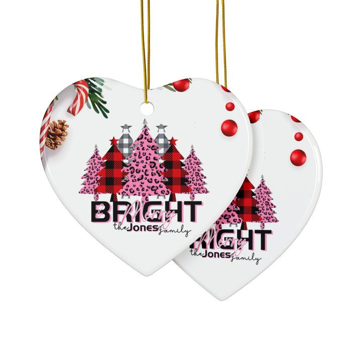 Personalized Merry & Bright Ceramic Ornaments, 2-Side Print, (1pc, 3pcs, 5pcs)