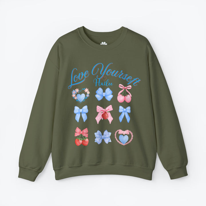 Personalized Self Love Crewneck Sweatshirt, "Love Yourself" Shirt. (S-3XL)