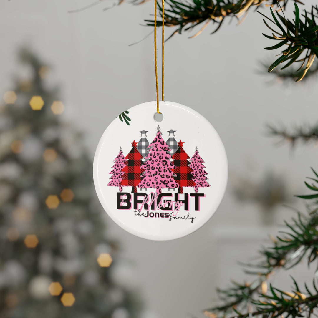 Personalized Merry & Bright Ceramic Ornaments, 2-Side Print, (1pc, 3pcs, 5pcs)