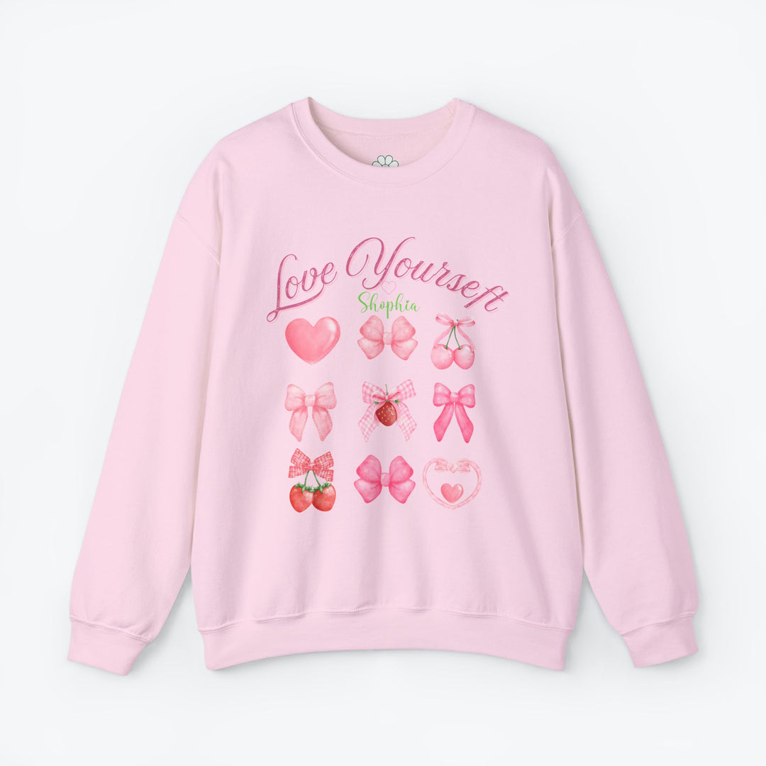 Personalized Self Love Crewneck Sweatshirt, "Love Yourself" Shirt (S-3XL)