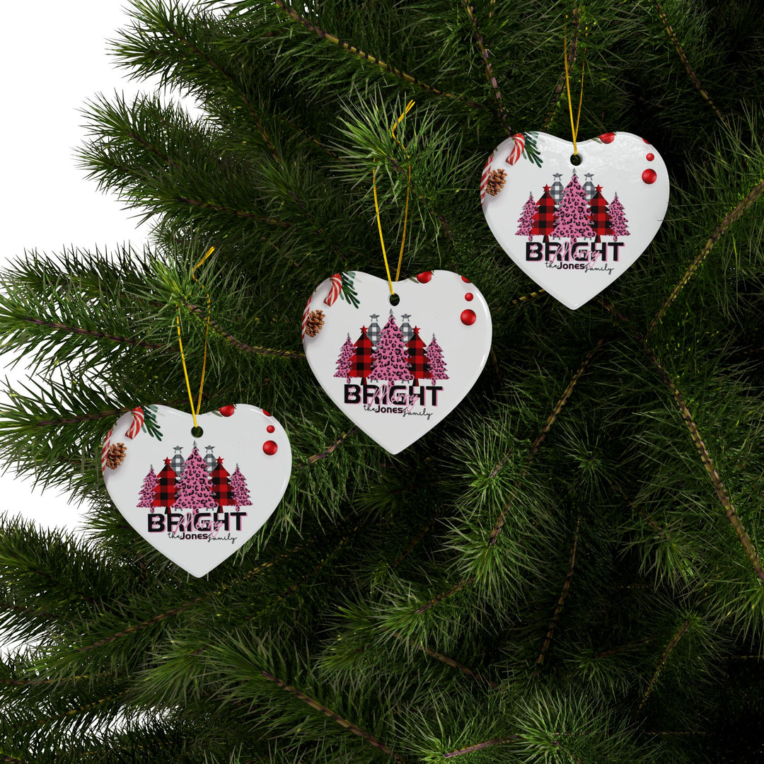 Personalized Merry & Bright Ceramic Ornaments, 2-Side Print, (1pc, 3pcs, 5pcs)