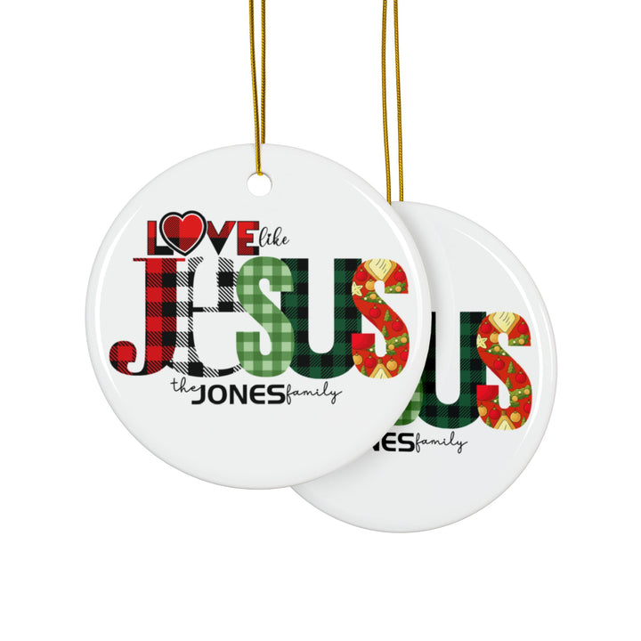 Personalized Love like JESUS Ceramic Ornaments, 2-Side Print, (1pc, 3pcs, 5pcs)