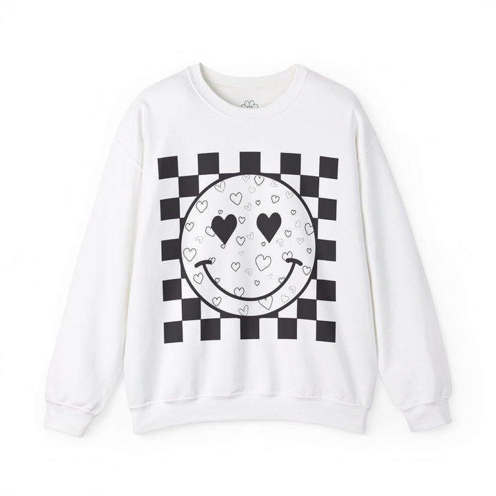 Heart Smiles Checkerboard Crewneck Sweatshirt (S-3XL)