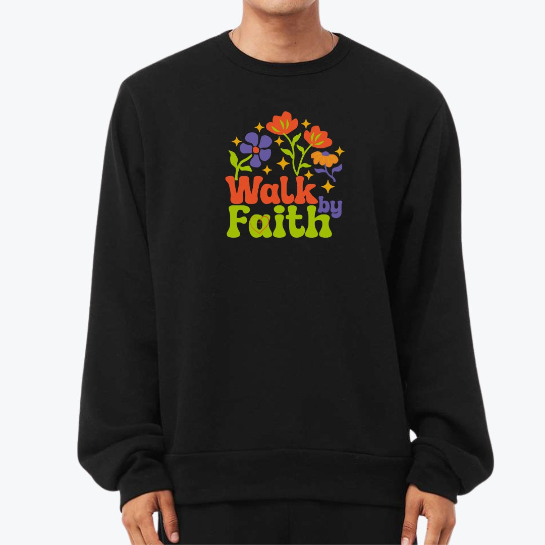 Walk by Faith Retro Inspired Premium Crewneck Sweatshirt