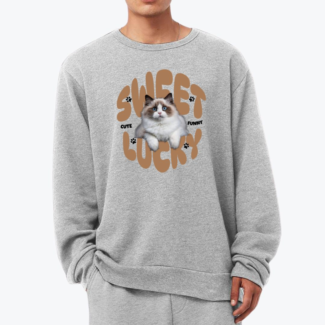 Pets Name & Photo Personalized Oversized Premium Crewneck Sweatshirt .