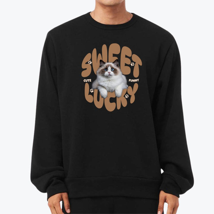 Pets Name & Photo Personalized Oversized Premium Crewneck Sweatshirt .