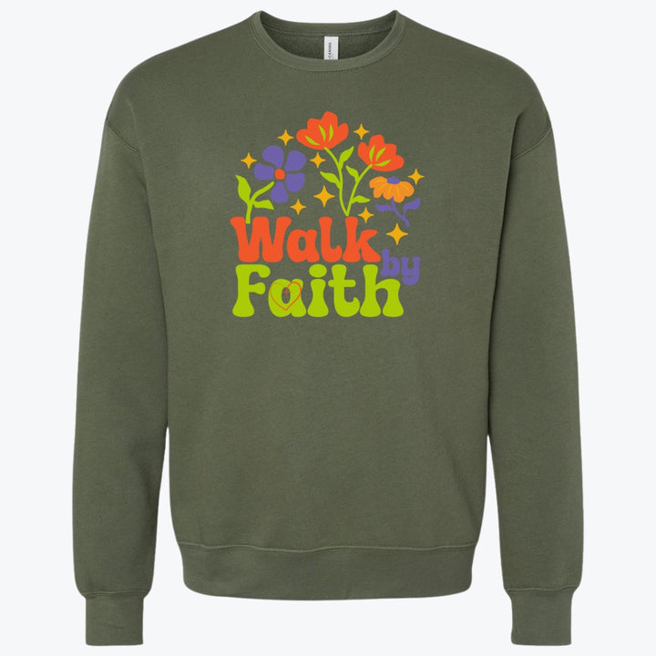 Walk by Faith Retro Inspired Premium Crewneck Sweatshirt