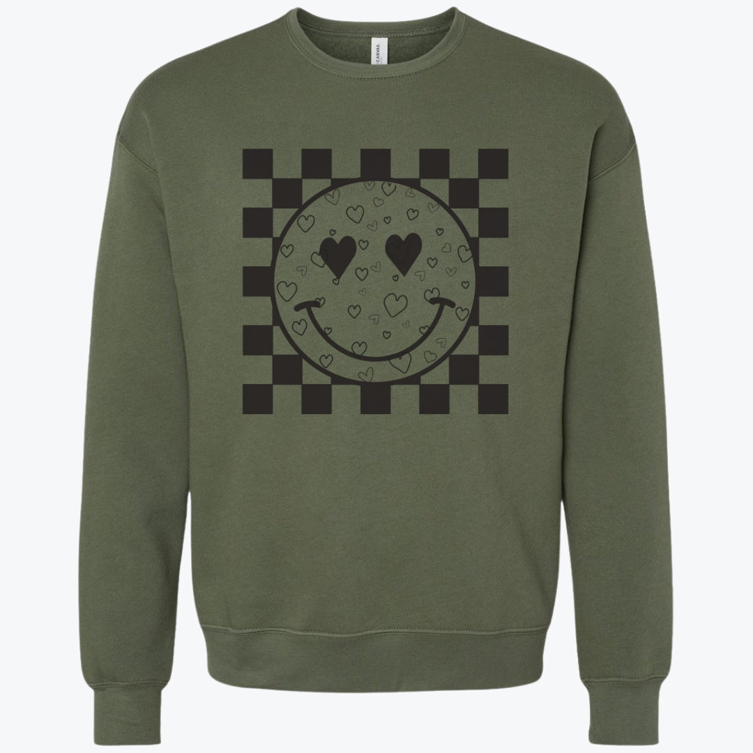 Heart Smiles  Checkerboard  Premium Crewneck Sweatshirt