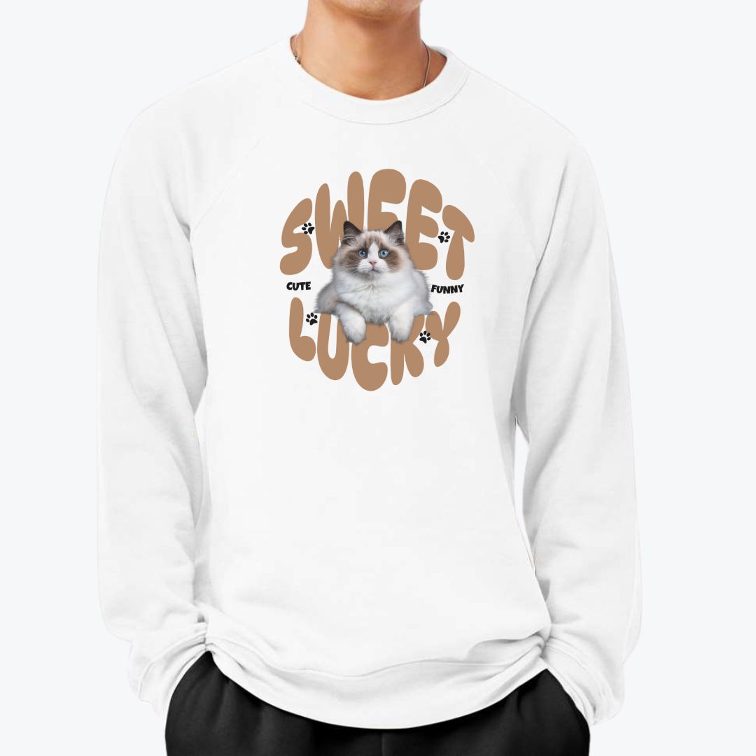 Pets Name & Photo Personalized Oversized Premium Crewneck Sweatshirt .